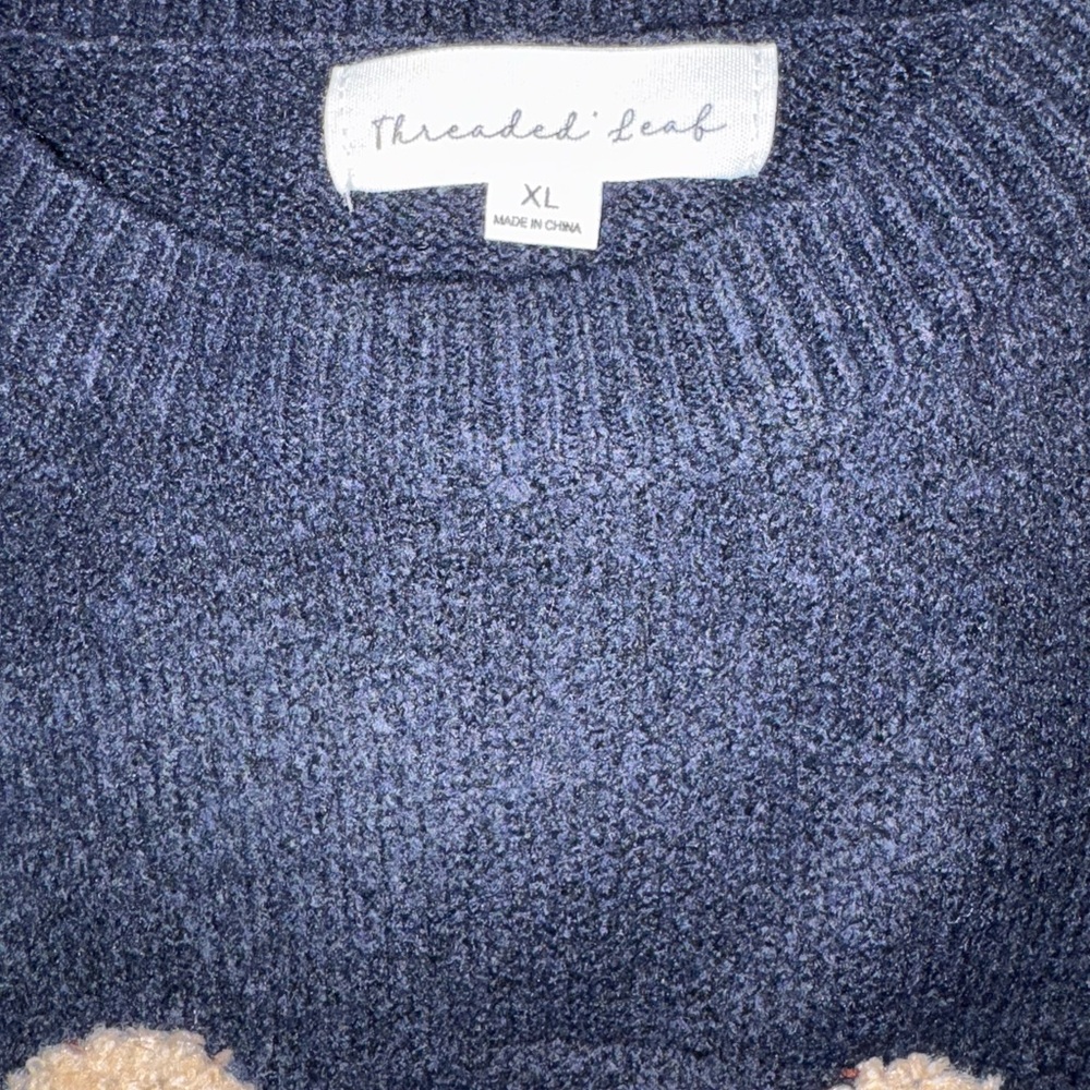 Threaded Leaf Navy Sweater NWT - image 2